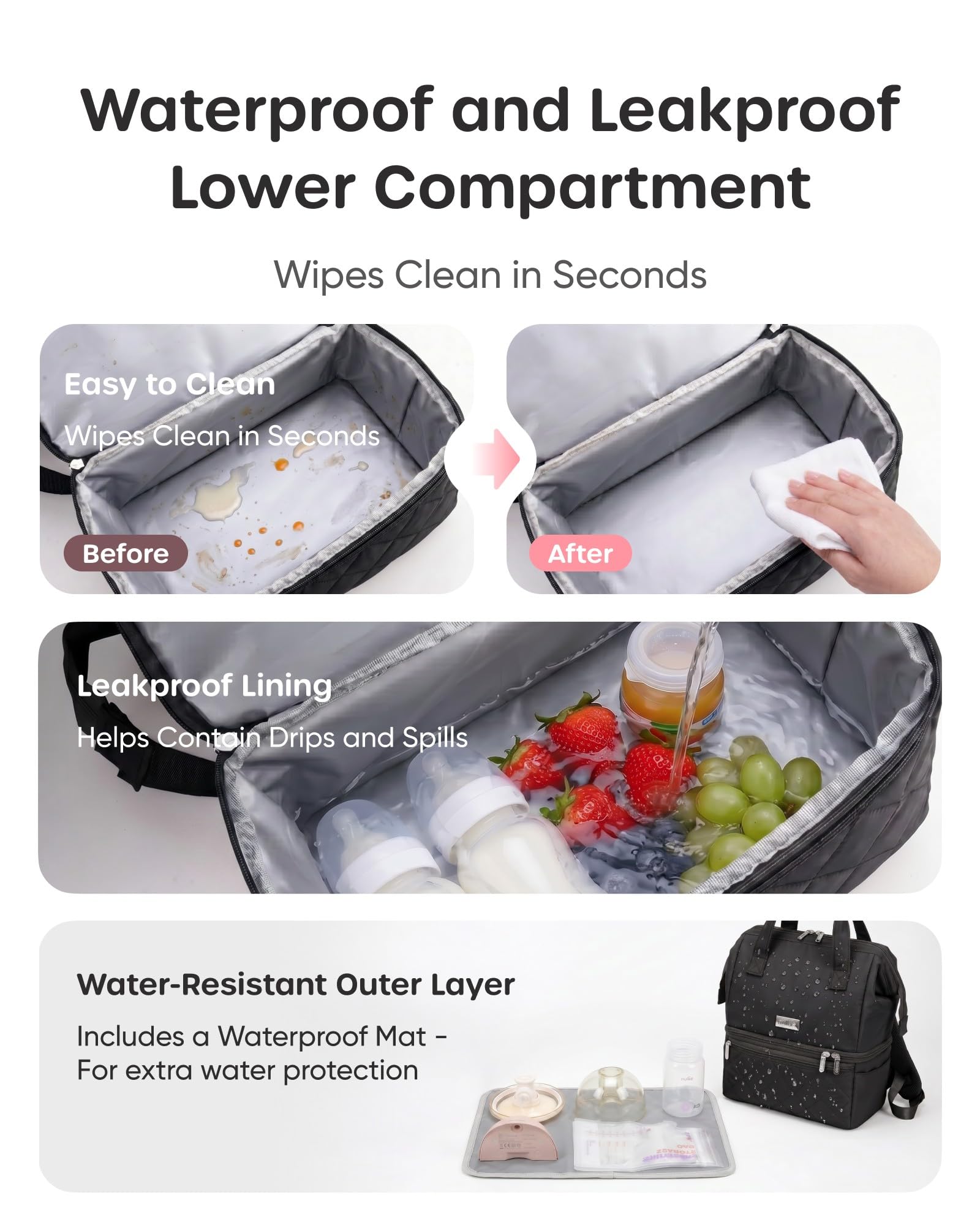 Nuliie Portable Tasche für Arbeit, Reisen und den täglichen Gebrauch, Black