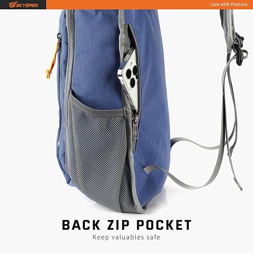 Miniatura 7 de SKYSPER Mochila pequeña de senderismo de 10 litros, mochila de viaje ligera y plegable para mujeres y hombres, Azul real, Compacto