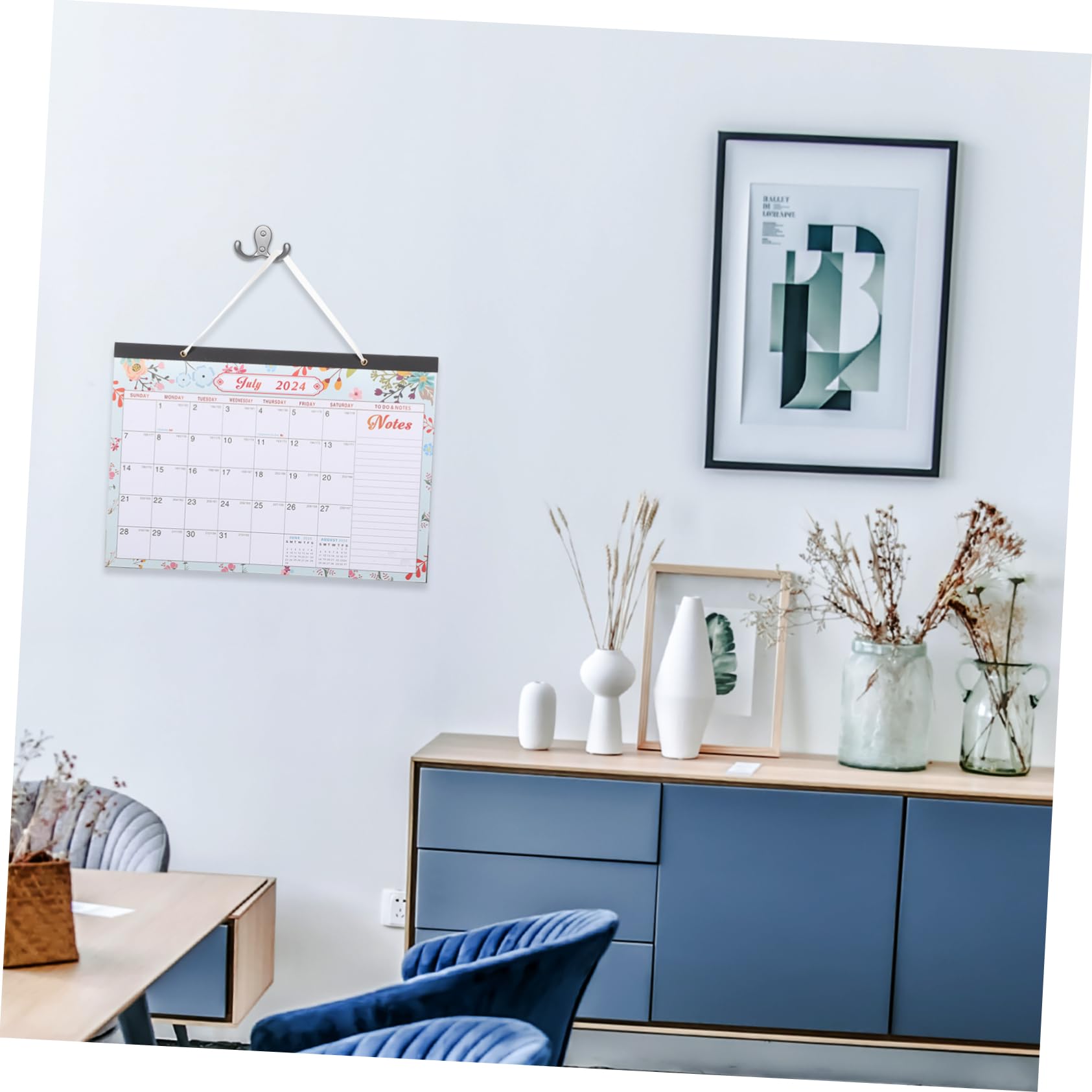TEHAUX 4pezzi Calendario Da Parete Mensile Design Originale Con Spazio Per Appunti e Obiettivi Per Ufficio e Casa Calendario Stabile e Resistente Per Famiglia e Amici