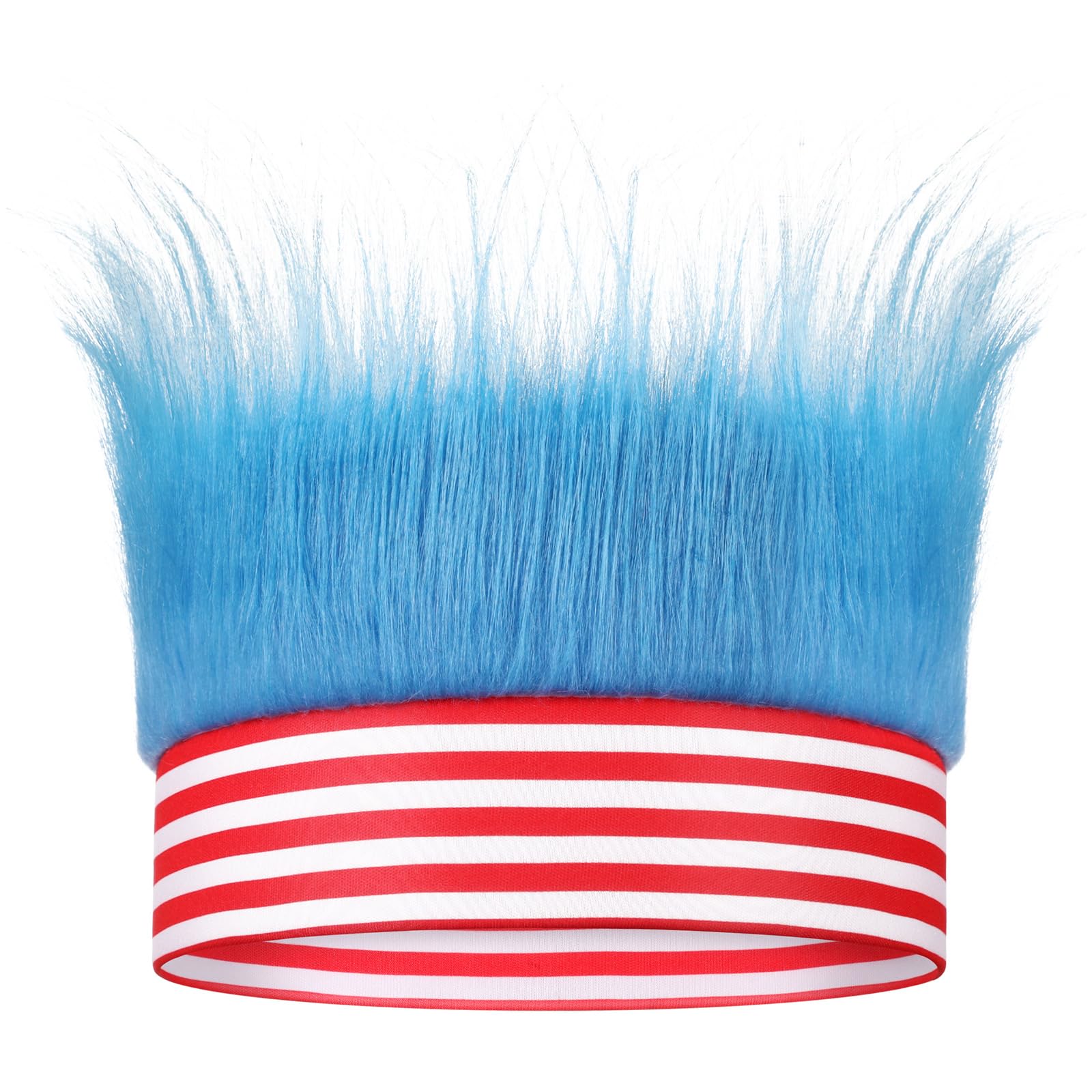 Hairy Headband Hat Blue Costume Accessory Stripe Wig Fun Crazy Hair Wig for Halloween Cosplay Spirit Party