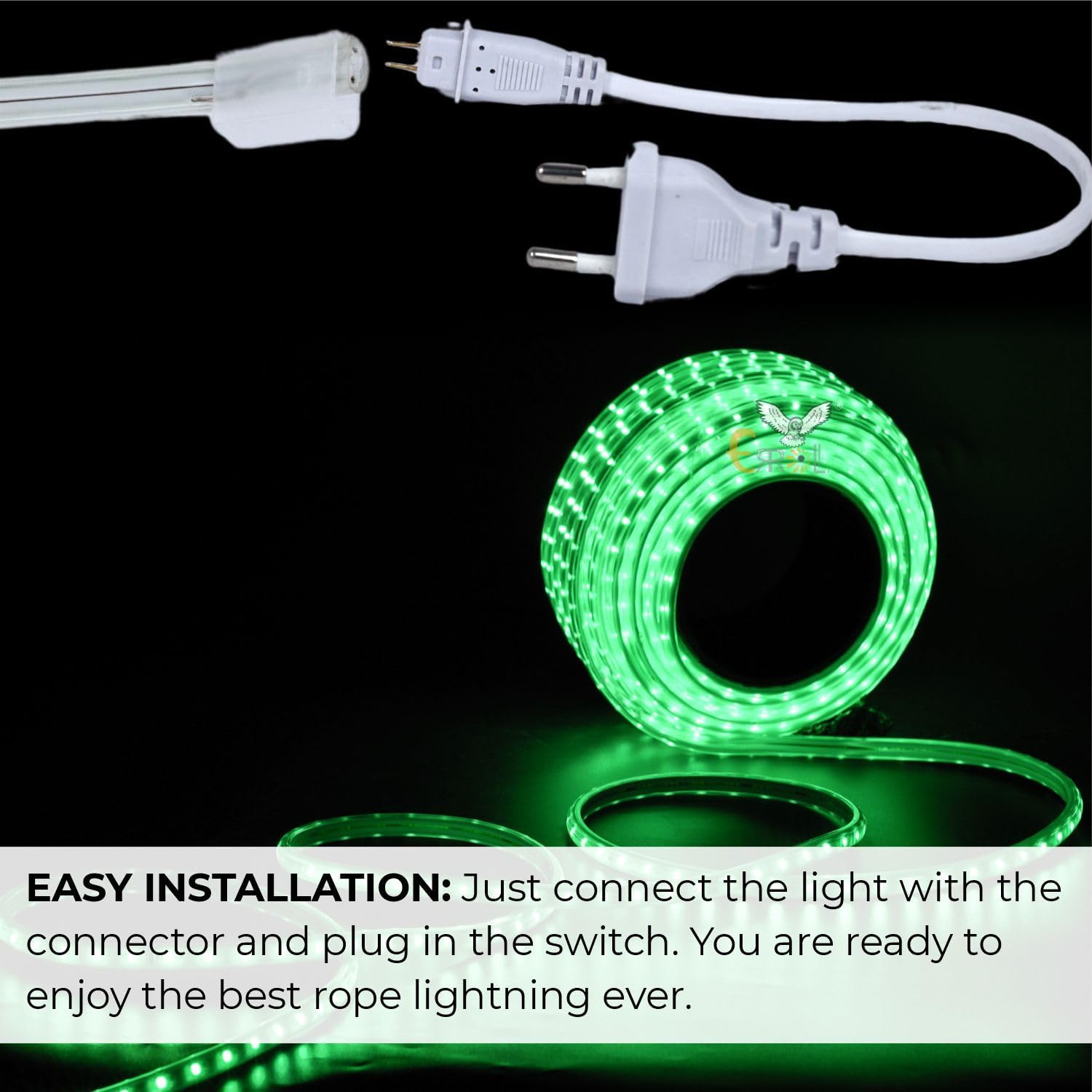 LED Strip Rope Light for Indoor,Outdoor,Decorative,Diwali,Christmas,Festival,Cove,False Ceiling,Balcony,Entrance,Pillar with Direct Plug-in Adapter.(10 Meter, Green)