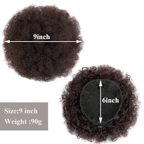 Miniatura 2 de Extensión de cola de caballo afro con cordón para mujeres negras, extensiones de cabello sintético corto afro rizado afro moño extensiones de