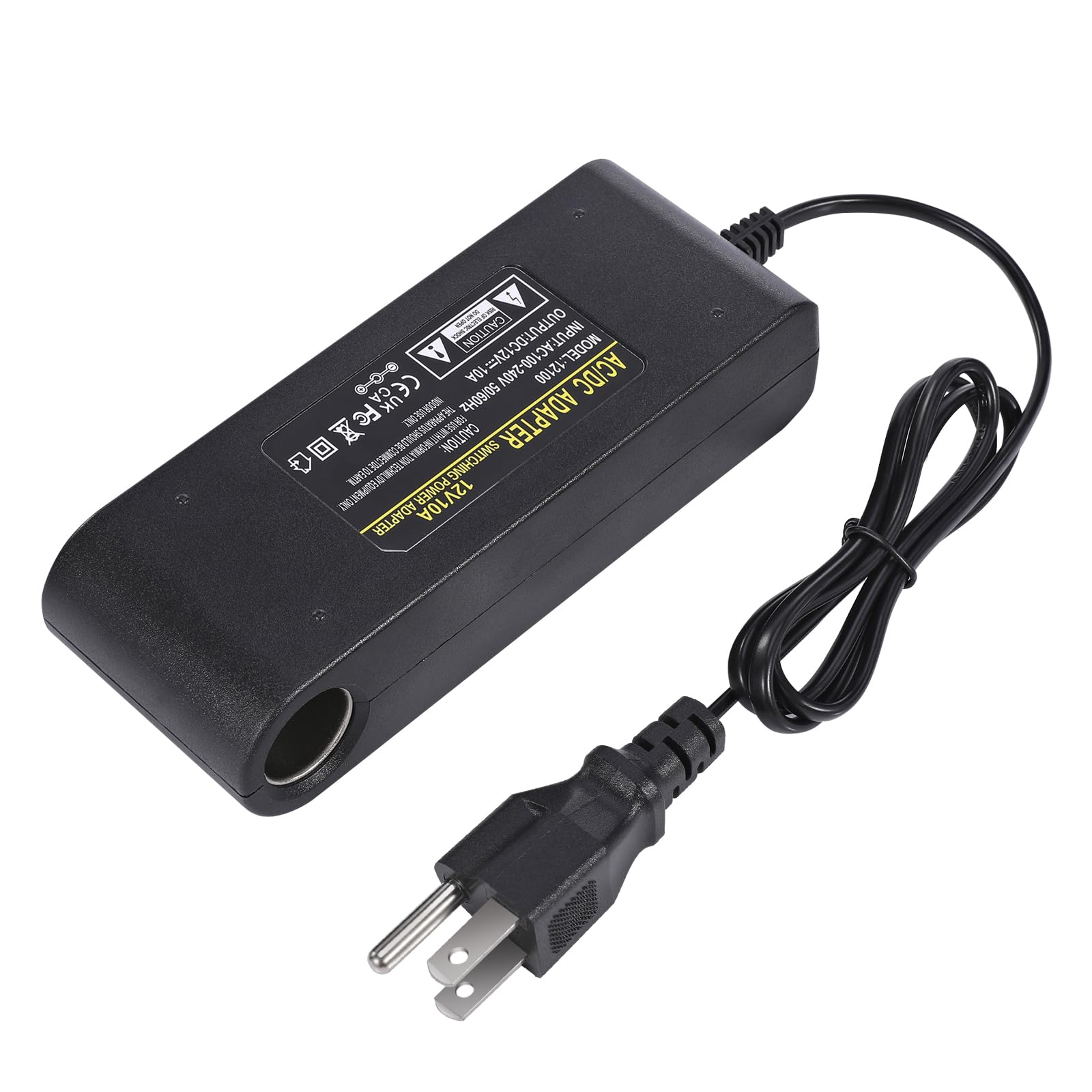 12V 10A Power Adapter Car Charger Converter,Car Cigarette Lighter Socket AC/DC Power Supply Adapter Transformer for Tire Inflator, Car Refrigerator,