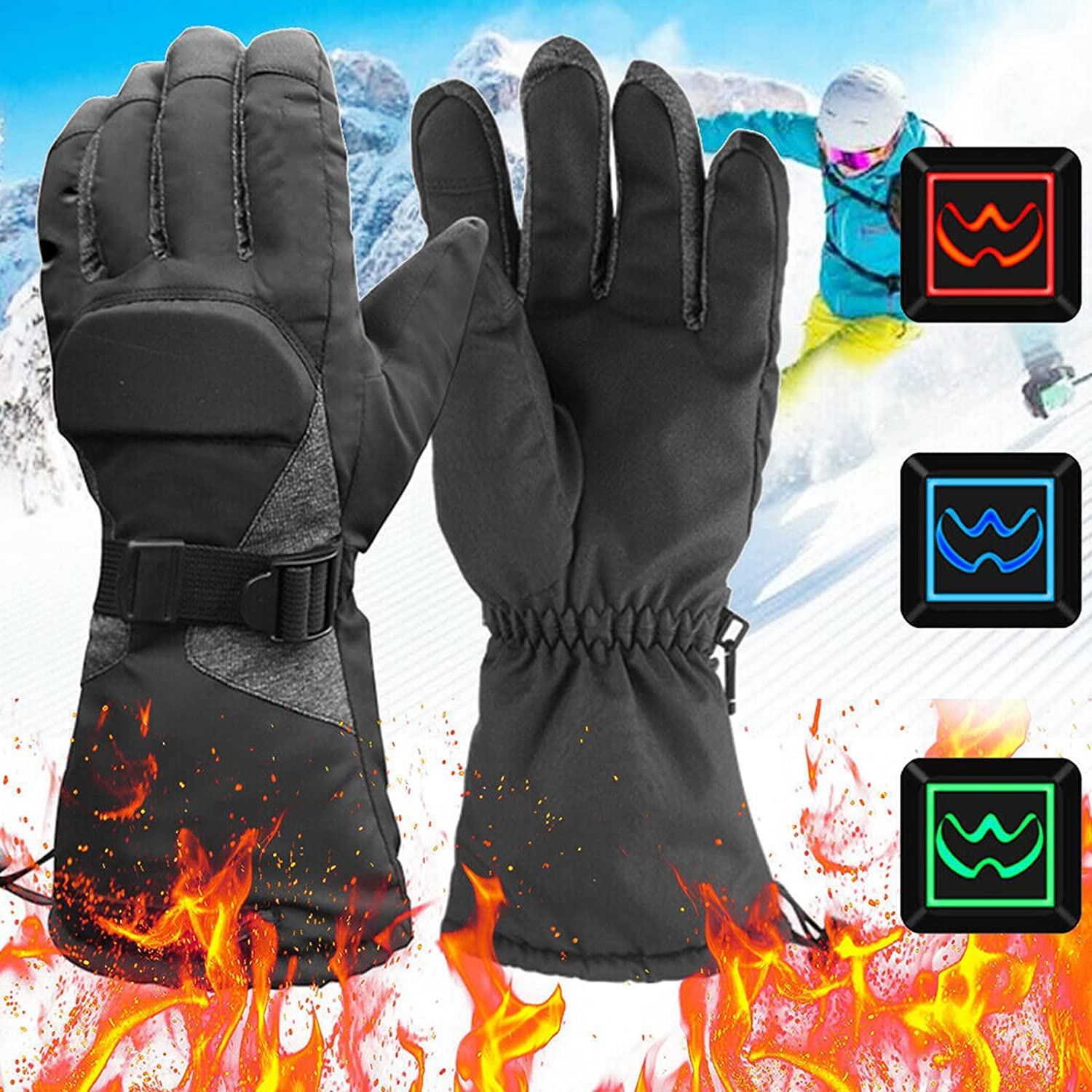 Gants chauffants à piles CHEWYNP mixtes pour extérieur en hiver