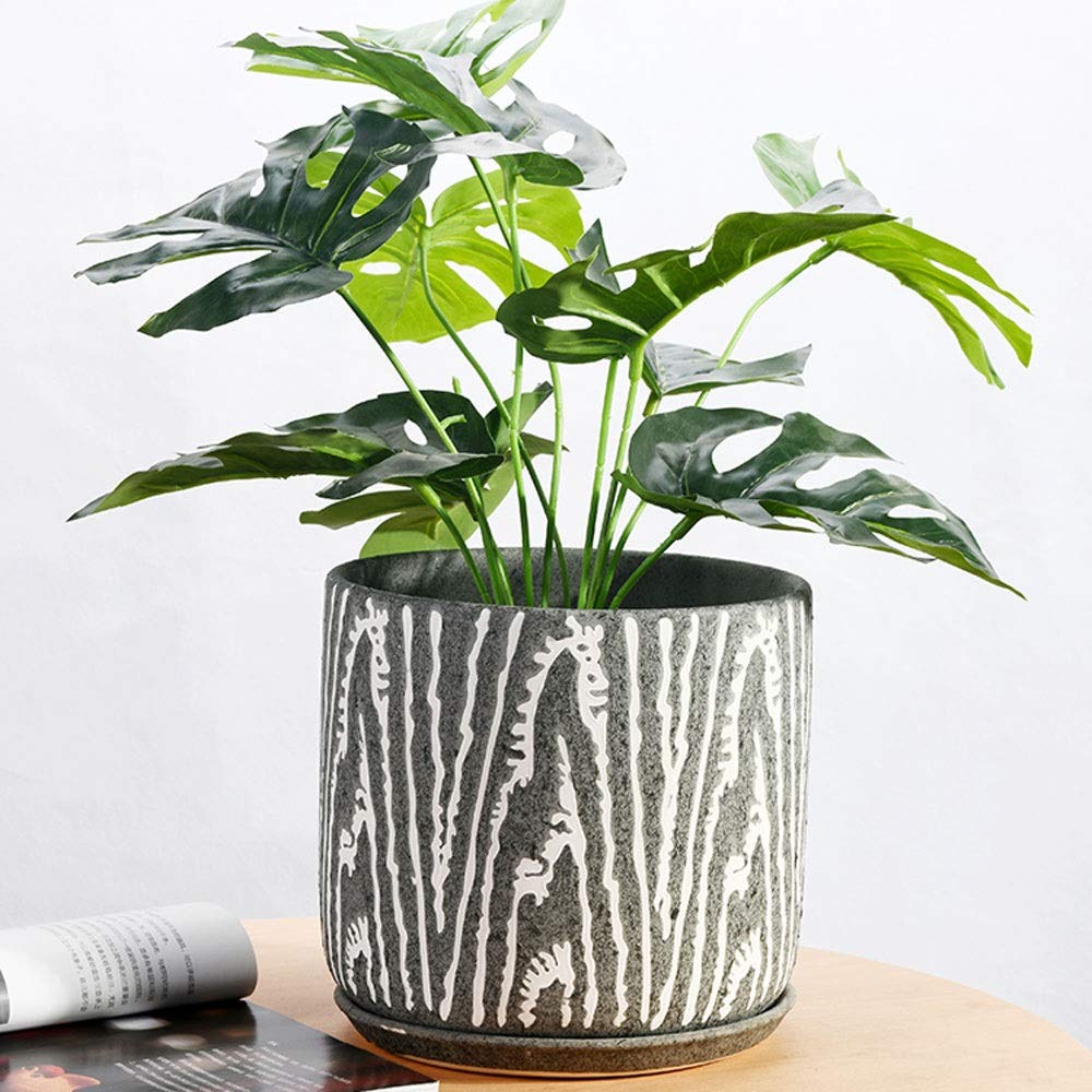 Ceramiczna doniczka na kwiaty kreatywna bardzo duża zielona doniczka na rośliny orchidea bonsai balkon do wewnątrz doniczka na sukulenty z tacą bonsai doniczka na kwiaty zielona roślina stojak na rośliny doniczki