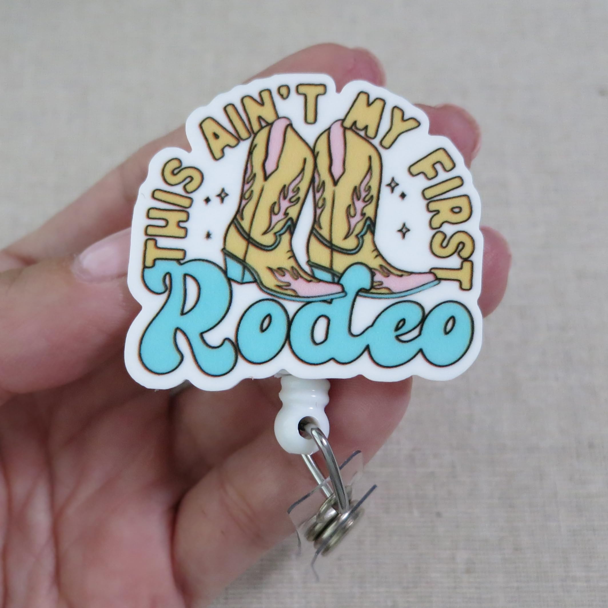 This Ain't My First Rodeo Badge Reel, Funny Nurse Badge ID Holder, Medical Humor Badge Clip, Funny Phlebotomy Badge Reel, Labor and Delivery Badge Reel, Funny Western Badge - Image 3