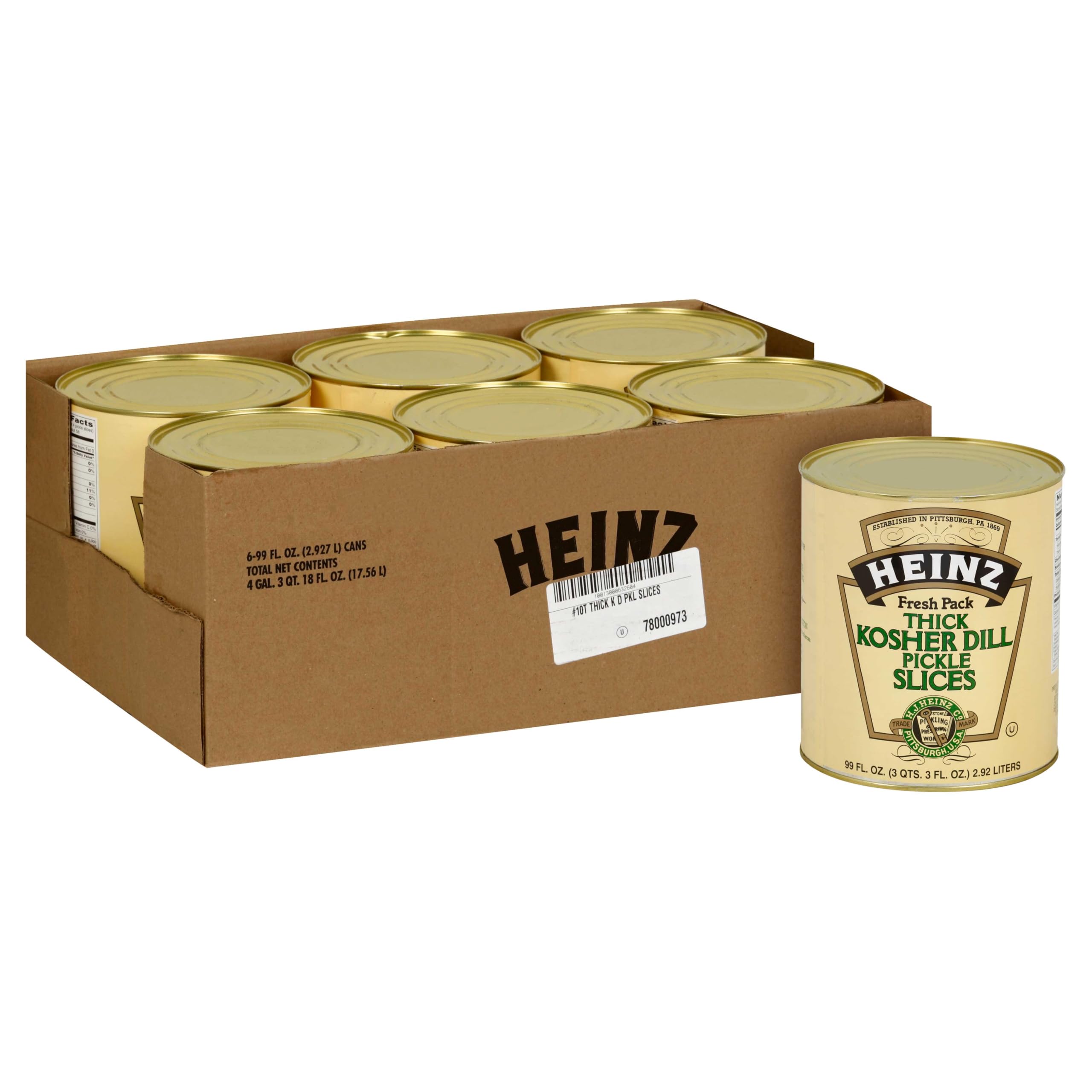 Kosher Dill Pickle Slices #10 Can (6 ct Casepack by HEINZ – 99 Fl Oz (Pack of 6), Pack of 6, Model 10013000632604