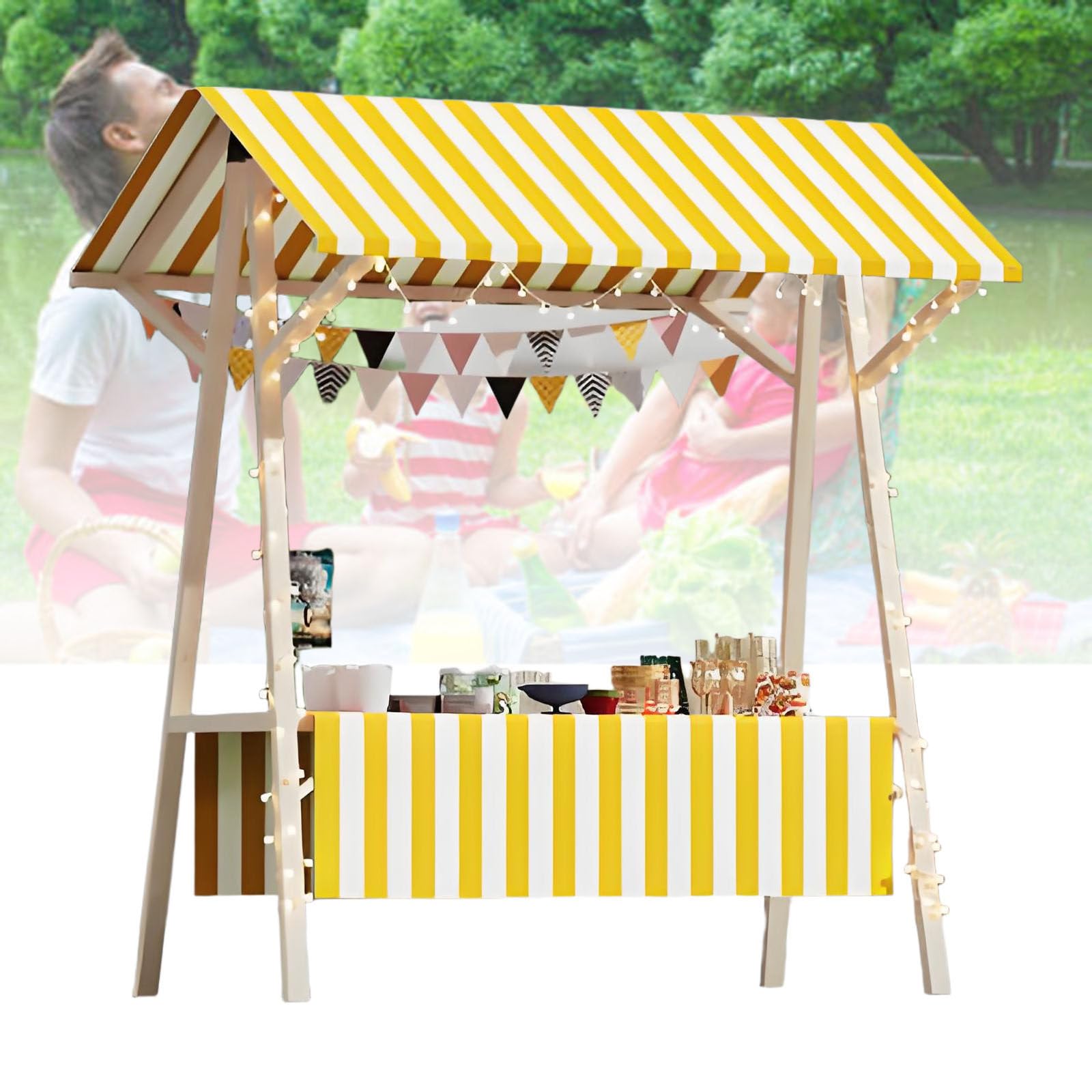 Carrello porta alimenti pieghevole con tettuccio, ideale per hot dog, gelato e street food, per mercatini agricoli ed eventi all'aperto, dimensioni: 120 x 60 x 200 cm