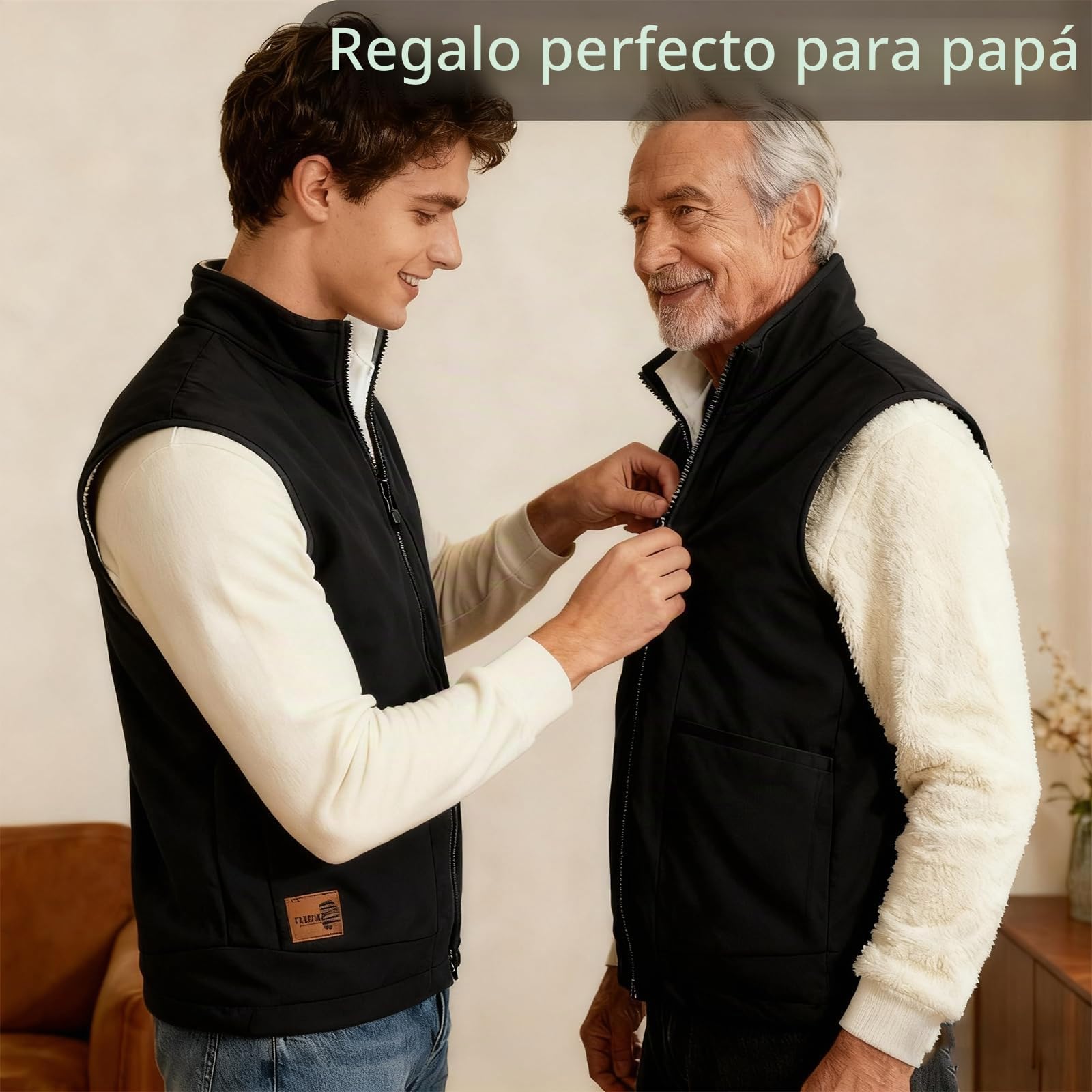 Chaleco de forro polar para hombre con forro de felpa, cálido chaleco de entretiempo para otoño e invierno, chaqueta de forro polar sin mangas con bolsillos con cremallera, exterior para
