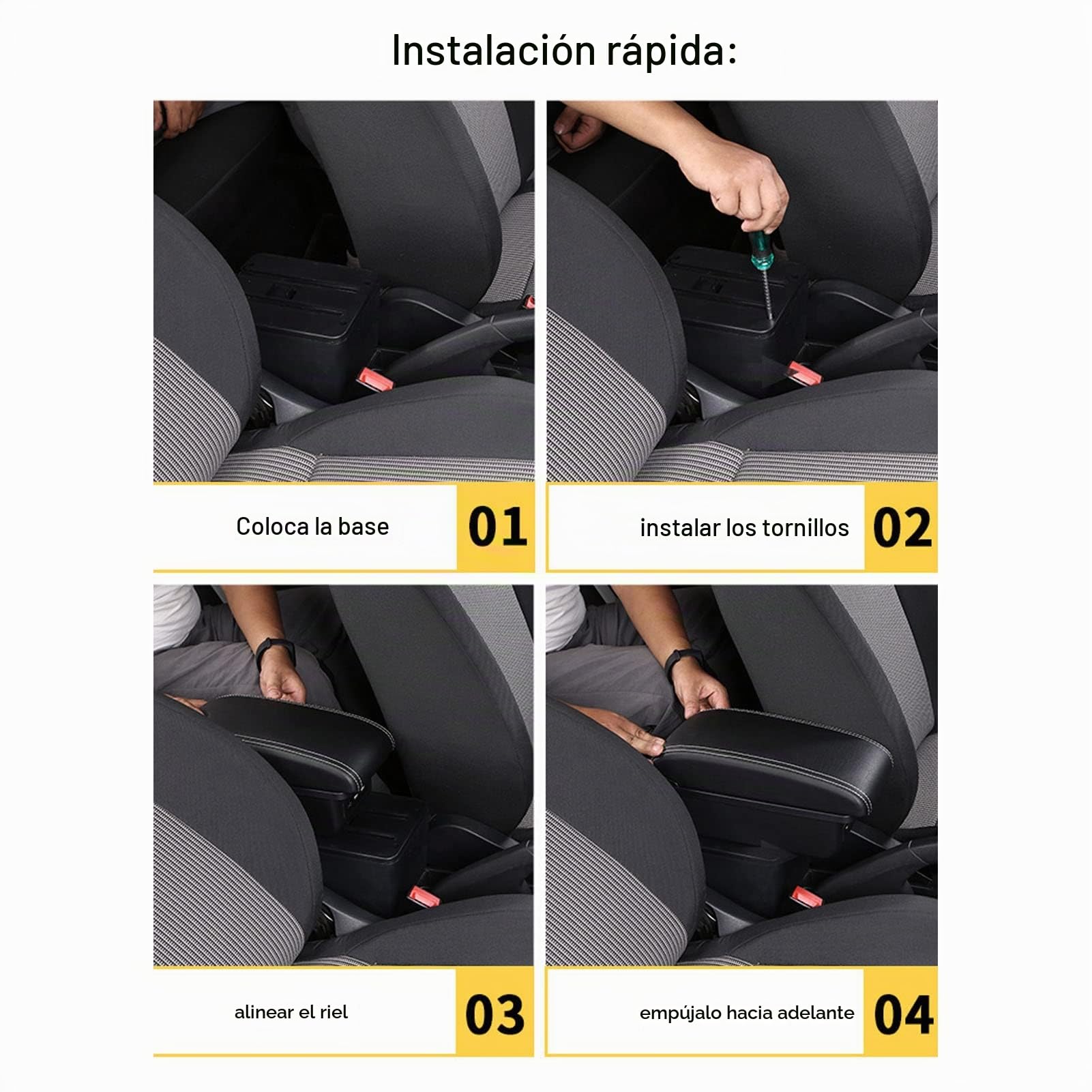 Reposabrazos Coche, Almacenamiento Consola con Puertos USB y Cierre Silencioso de Cuero Artificial para Uso Diario en Familias y Viajes Largos