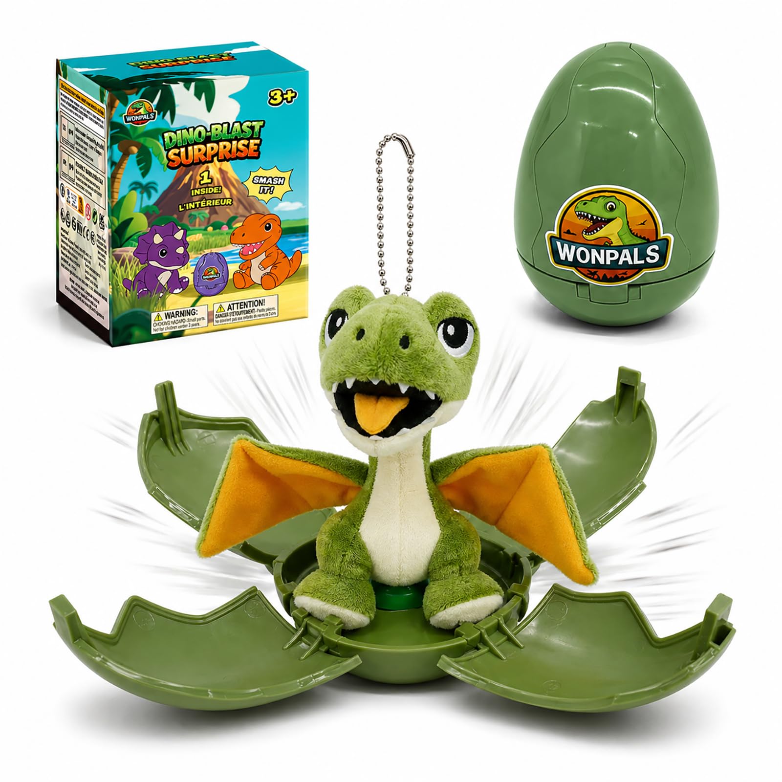 YH YUHUNG Wonpals Dino-Blast Surprise Huevo, dinosaurio de peluche, caja ciega misteriosa, 8 tipos, juguete coleccionable para niños (6)