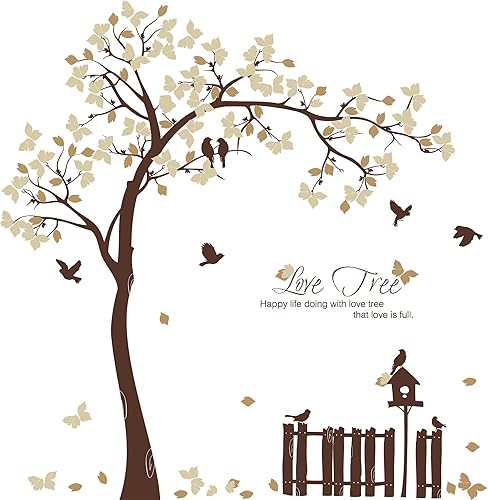 Buiory 6 hojas de 12 x 18 pulgadas removibles de árbol gigante y flores rosas murales 3D DIY despegar y pegar cuarto de bebé decoración de pared de