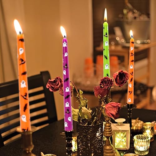 Miniatura 6 de Velas cónicas de bruja de Halloween de 10 pulgadas de alto, juego de 6 velas de fantasmas sin perfume, decoración de mesa de cena de fiesta de