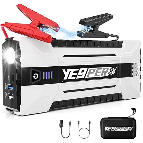YESPER 4120A Jump Starter, 12V Car Battery Jumper Starter Portable (All Gas, up to 10.0L Diesel Engine), 26800mAh Battery Start Booster Pack, Jump Box with Carry Case, Jumper Cables, LED Light