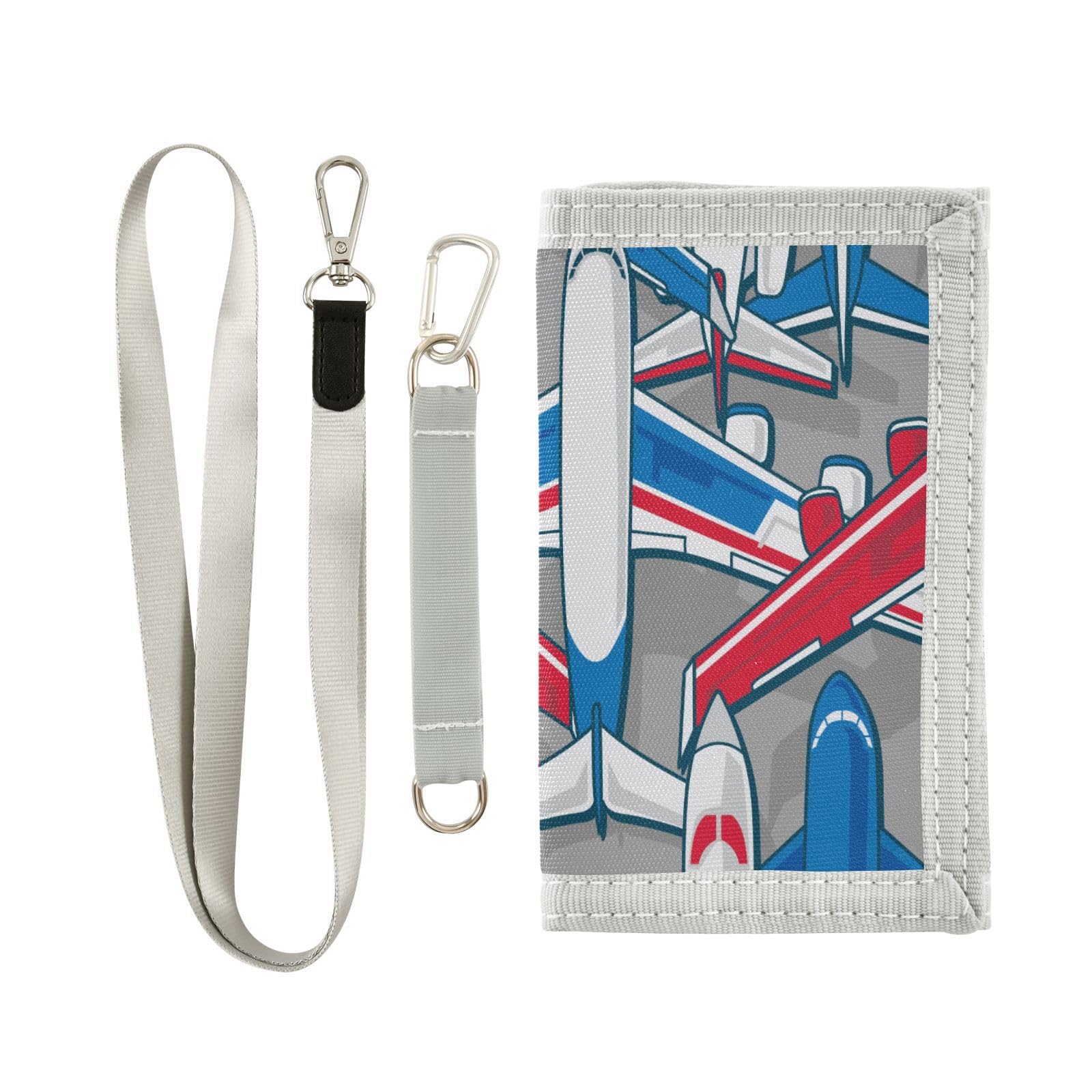 Krafig Airplanes Aircraft Kids Wallets for Boys Girls, Toddler Trifold Wallet for Boys, Novelty Wallet for Childrens, Coin Case Card Pocket for Teens