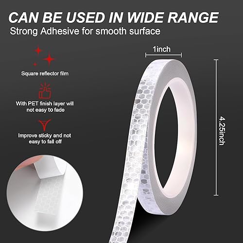 Miniatura 10 de Gwikylo Cinta reflectora de cinta reflectante, cinta de seguridad impermeable para bicicletas MTB, remolques, barcos, camiones, letreros de