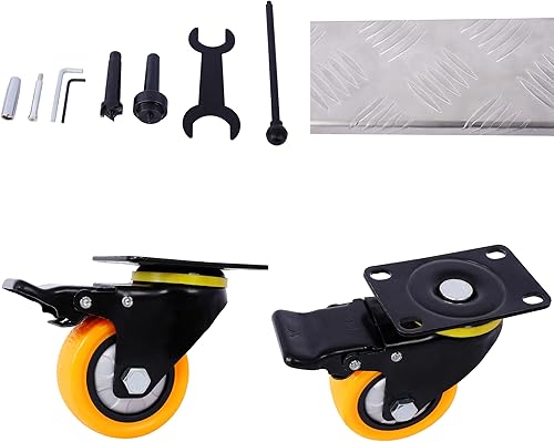 Miniatura 5 de Carrito de muñecas con ruedas, carrito para muebles resistente, carrito móvil de 4 ruedas, marco de aluminio con ruedas profesionales de TPU de 3