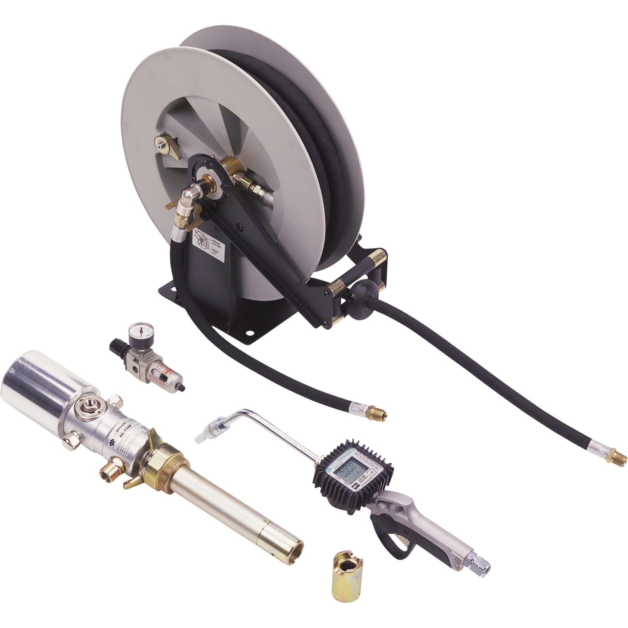 LiquiDynamicsOil Lubrication System - 25ft. Pump Reel Kit, 4 GPM, Model Number 21100T-S26