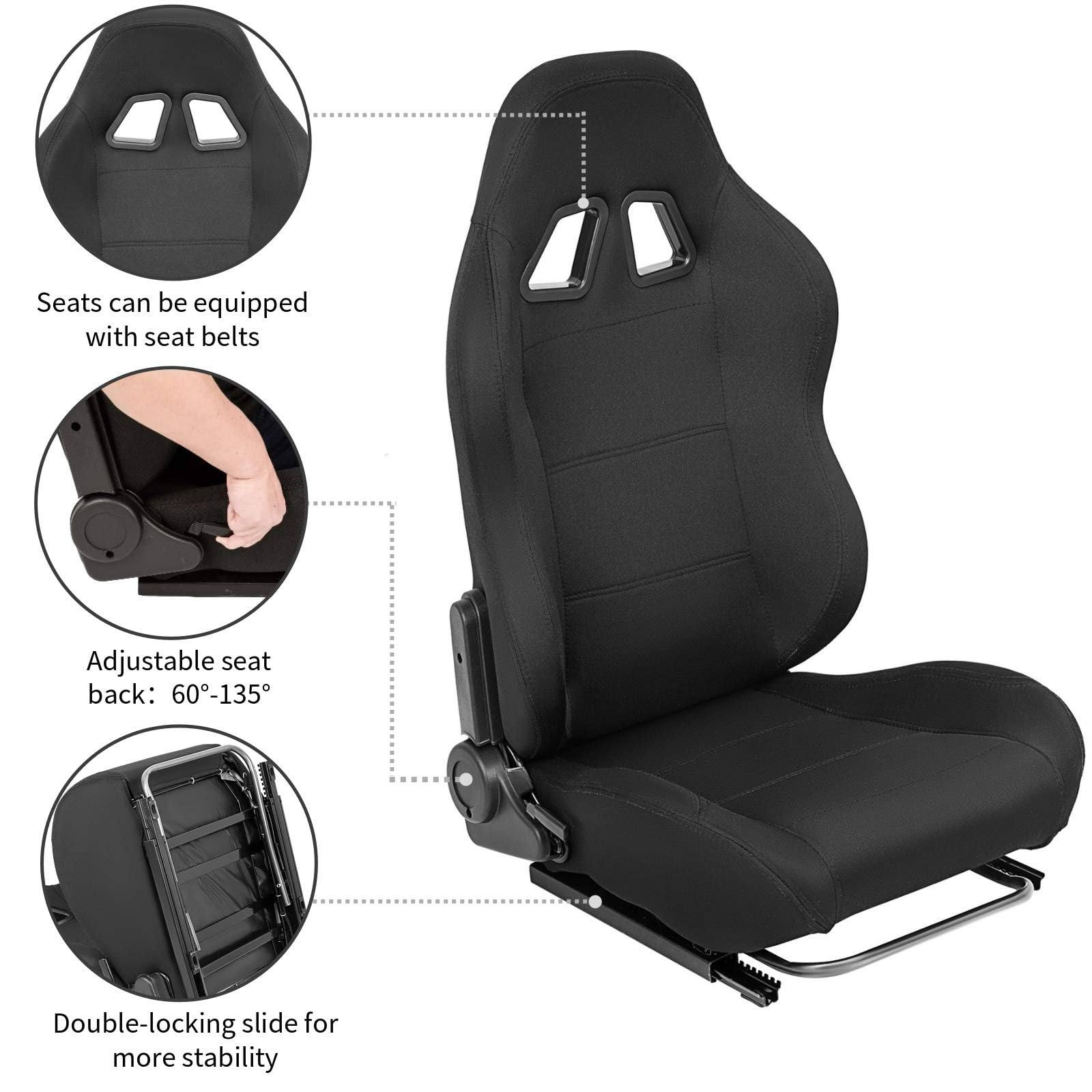 Marada Racing Seat with Adjustable Slide for Racing Wheel Simulator Stand Cockpit Adjustable Seat