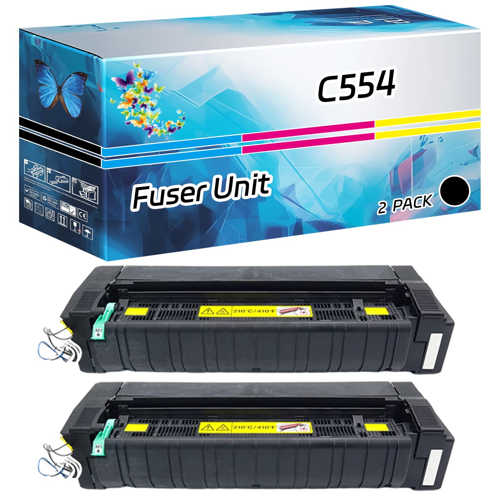 TONERC C554 Fuser Unit Compatible for Konica Minolta bizhub 554e C554 C554e Printers, High Yield 200000 Pages, with Chip High-Definition Printing (2-Pack Black)