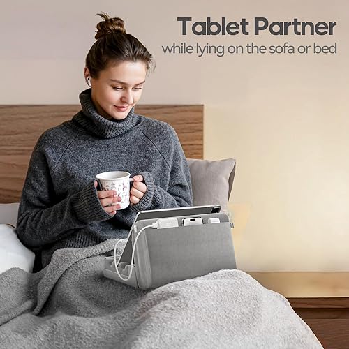 Miniatura 3 de KDD Soporte de almohada para tablet para regazo, almohadilla suave para cama y escritorio, soporte para tableta con bolsillo y soporte para lápiz