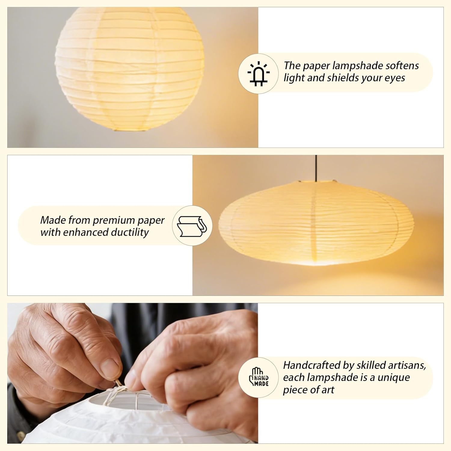 4 Pcs Chinese Paper Lanterns, 20 Inch Ceiling Foldable Light Shade, Round and Oblate Pendant Lamp Shade, White Rice Paper Lampshade for Interior Home Decoration