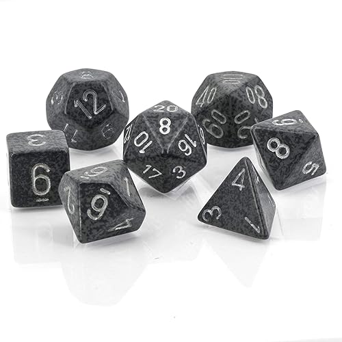 DND - Juego de dados Chessex D&D de 0.630 in de plástico poliédrico moteados de alta tecnología, dados de mazmorras y dragones, incluye 7 dados D4