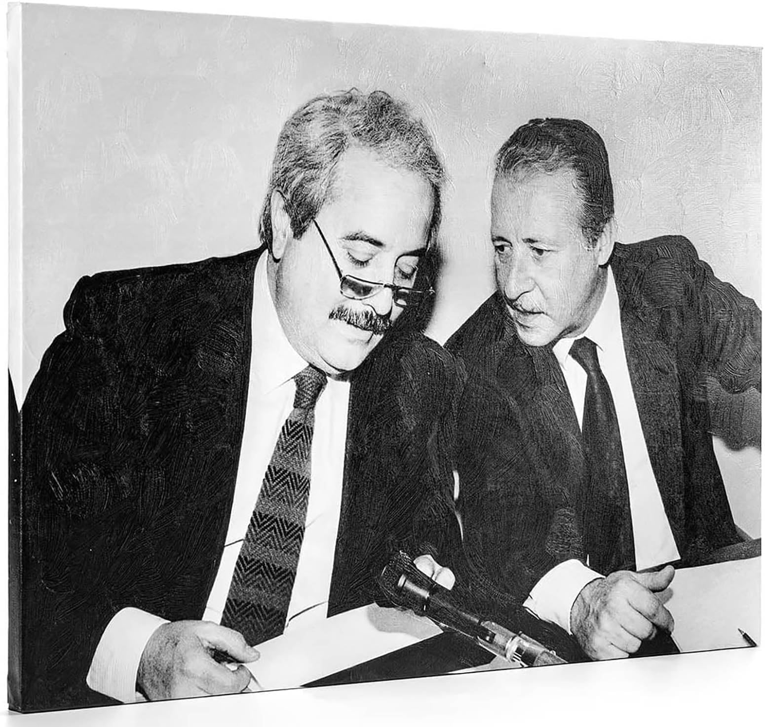 ShopArt - Quadro Effetto Pennellate - Falcone e Borsellino - Stampa Fine Art su tela Canvas Alta Definizione Pronto da Appendere (cm 50 x 70)