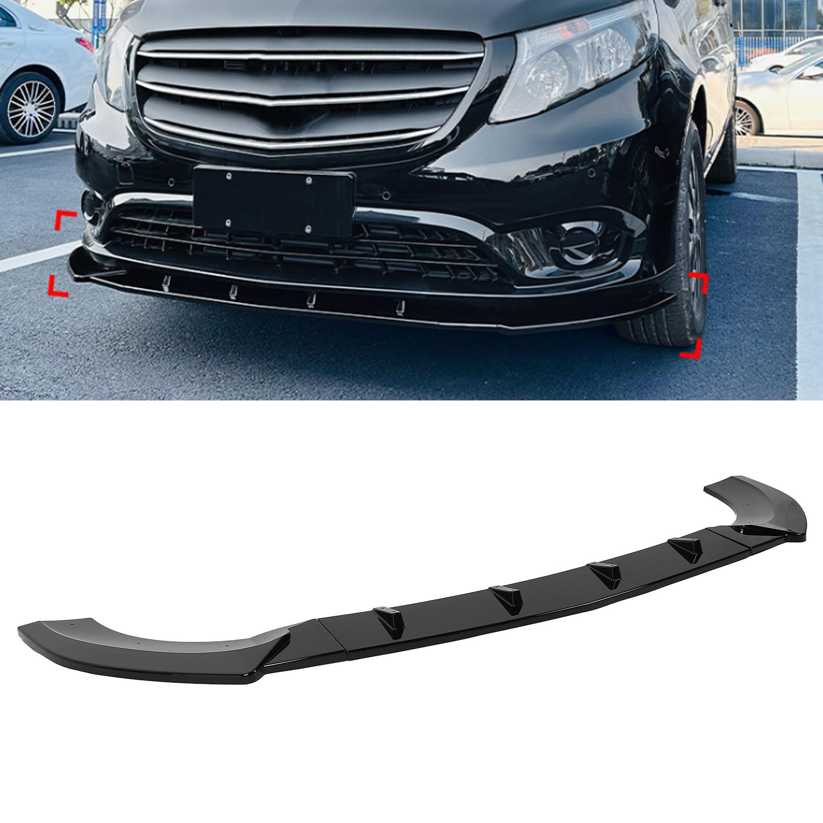 Przedni zderzak Spoiler Splitter Protector Sportowy wygląd dla W447 2016 do 2023 (Bright Black)