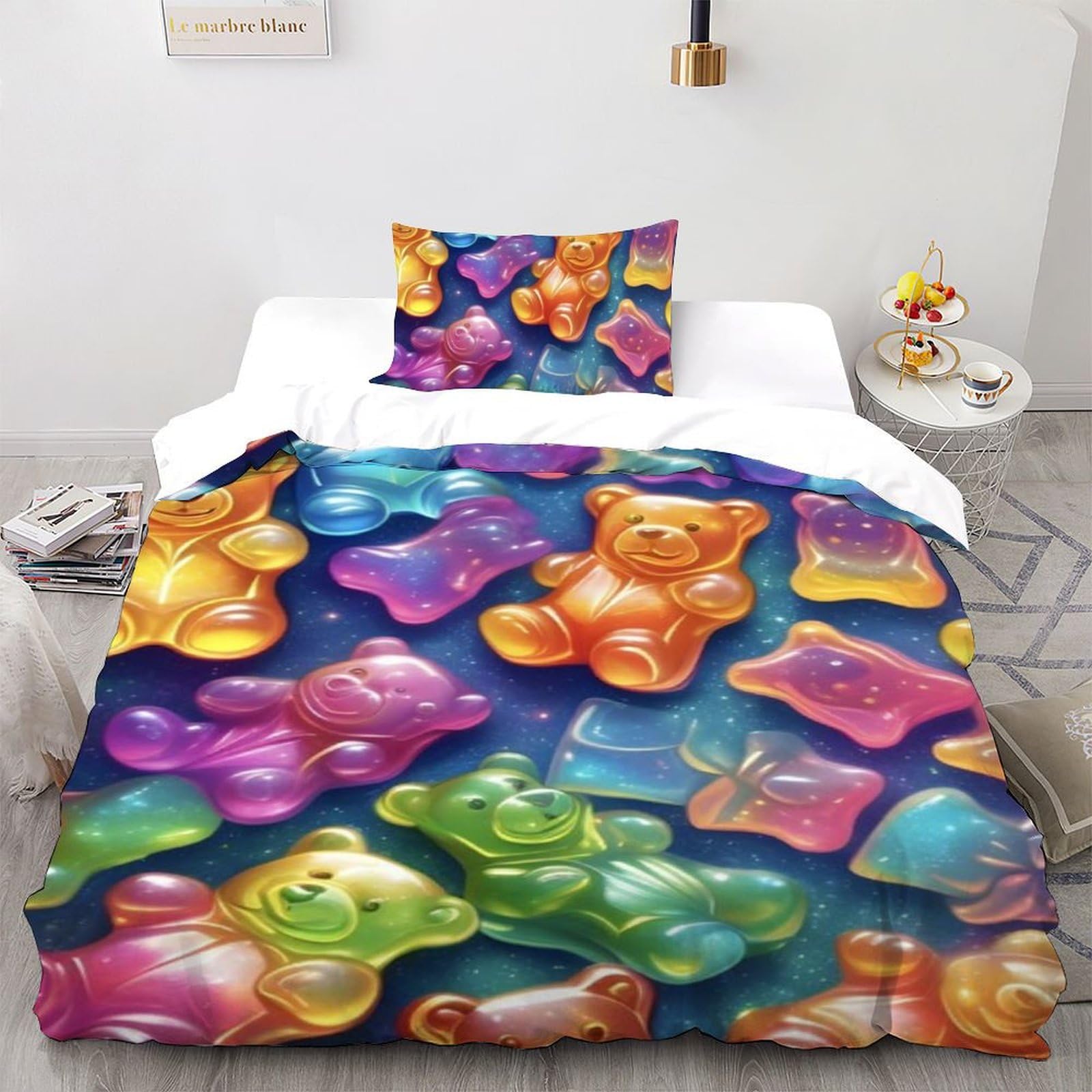 Housse de couette enfant Ourson microfibre 135x200cm lit simple imprimé 3D