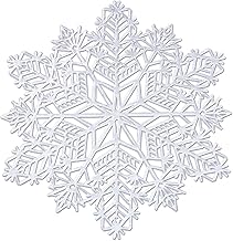 Snowflake Placemats Set of 6 Christmas Decorations Silver Elegant Tablemats Round Vinyl Place Mats Table Setting Kitchen Table Mats for Dining Table Holiday Wedding Decorative