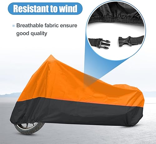 Miniatura 3 de uxcell Funda para motocicleta para todas las estaciones, impermeable, a prueba de polvo, para exteriores, motocicleta, 180T, XL, naranja, negro,