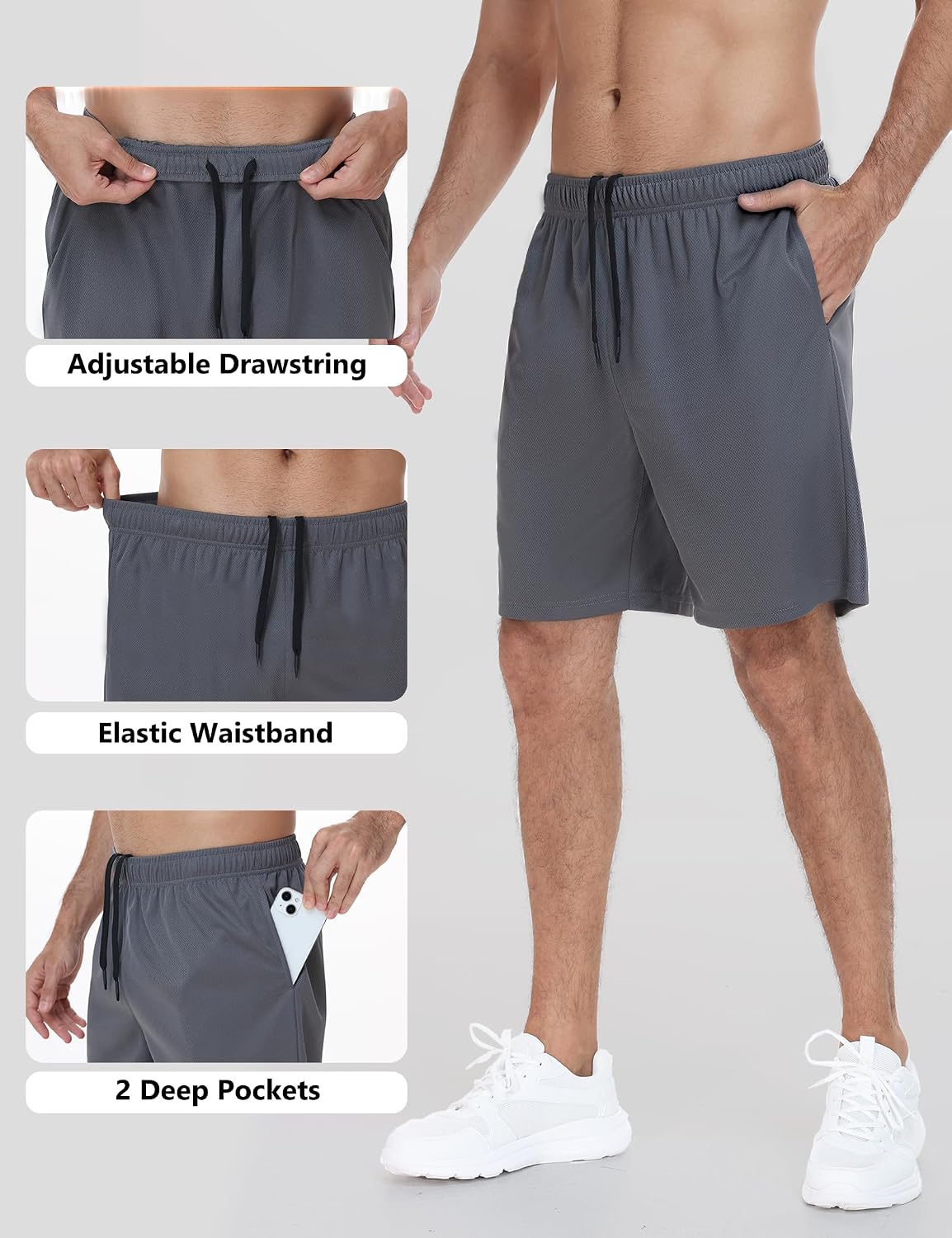 Men's Athletic Shorts 9" Mesh Workout Running Shorts image 4