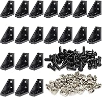 Vista 10 de 20 piezas de soporte de esquina de extrusión de aluminio negro de 2020 con ranura en T, forma interior en L, conector de hardware de ángulo de unión