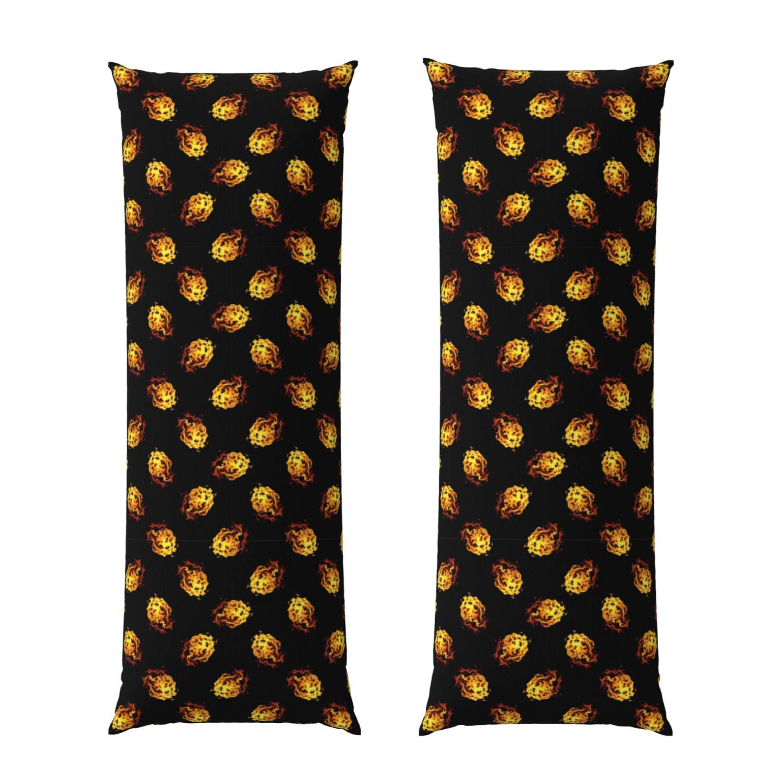 Long Pillowcase 20x54 Inch, Burning Fire Flame On Black, Ultra Soft Body Pillow Cover with Hidden Zipper, Wrinkle Resistant Fabric for Bed Couch Home Decoration