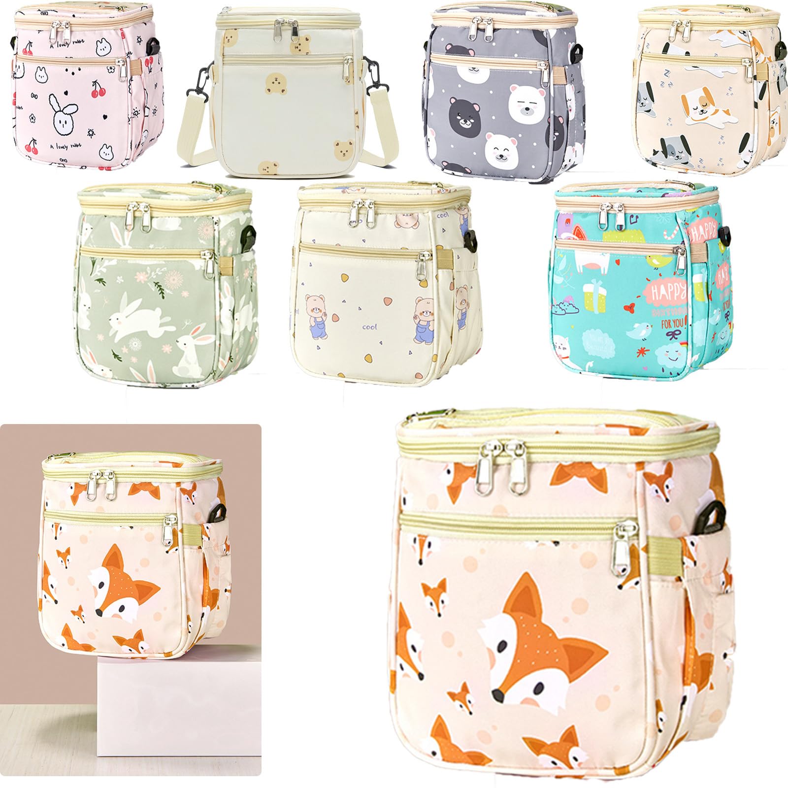 Boxonly Kids Bicycle Basket - Beige Bear Bike Handlebar Bag Organizer, 8" x 5" Front Decoration Accessory for Girls & Boys