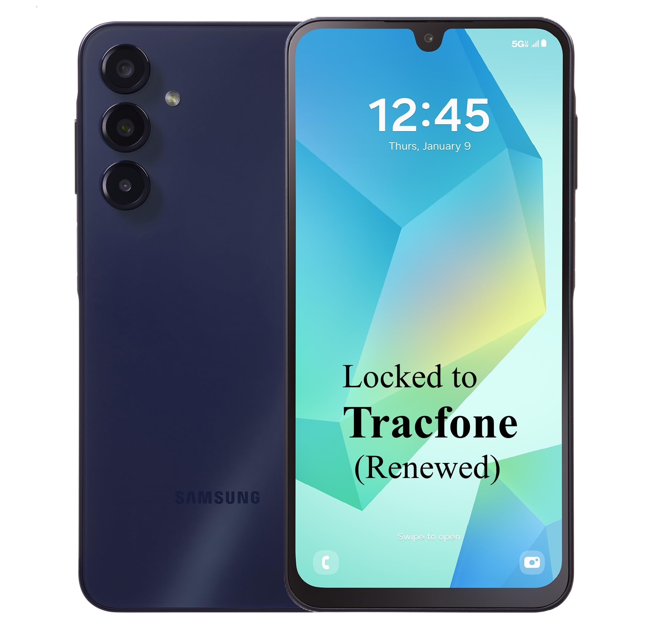 Tracfone (Renewed) Samsung Galaxy BLK A16 5G, 128GB, 50MP Triple Camera, 6.7" FHD+ Super AMOLED 90Hz Display [Activation Promo Incl: 1500Min/1500Txt/1500MB, 365 Days Service Plan] - Locked to Tracfone