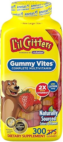 Gummy Vites - Suplemento dietético multivitamínico masticable para niños, 300 unidades