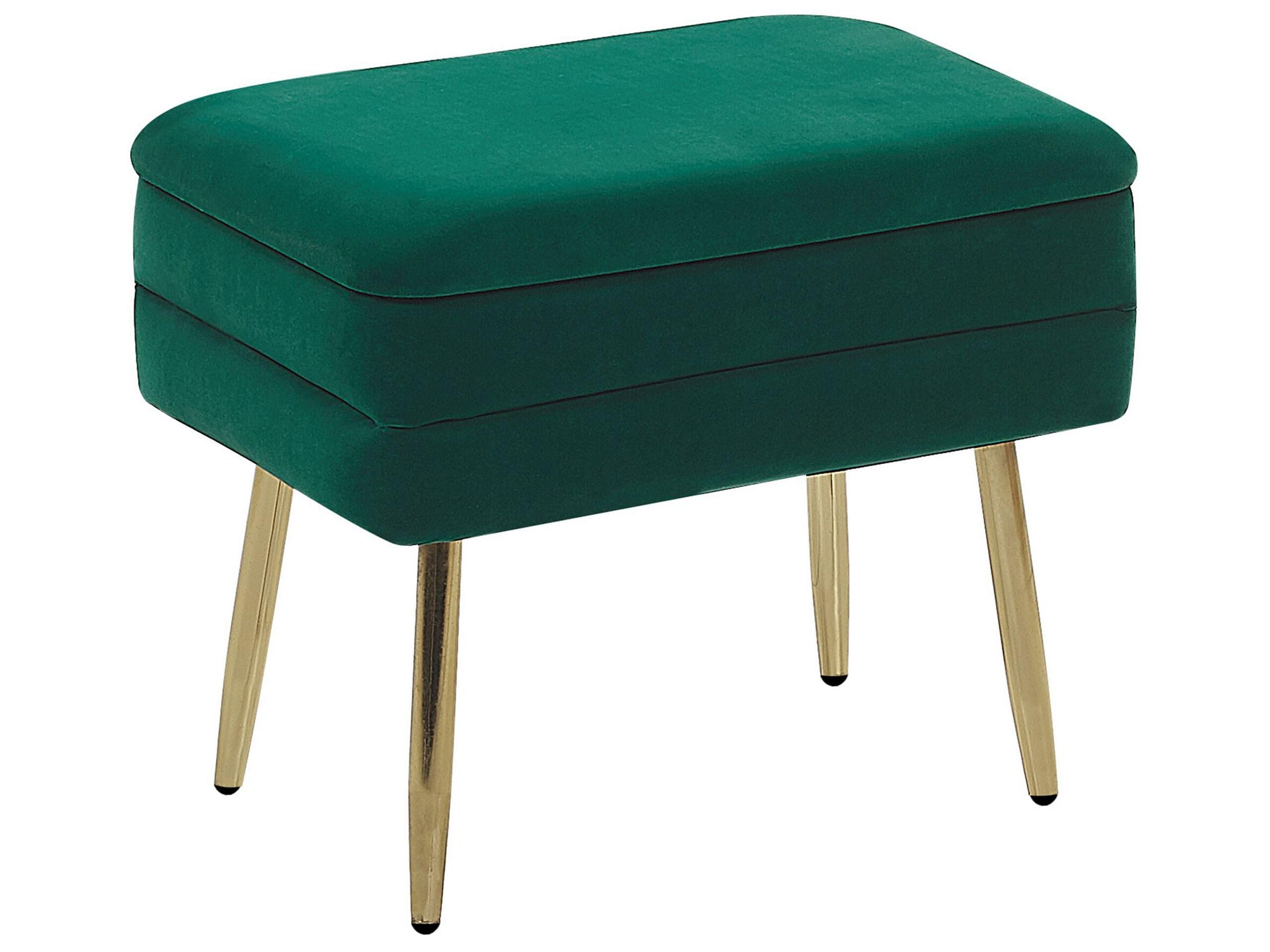 Banquette Design Bout de Lit en Velours Vert Foncé avec Pieds Obliques Dorés Meuble Pratique pour Salon Chambre et Couloir Chic et Glamour Beliani
