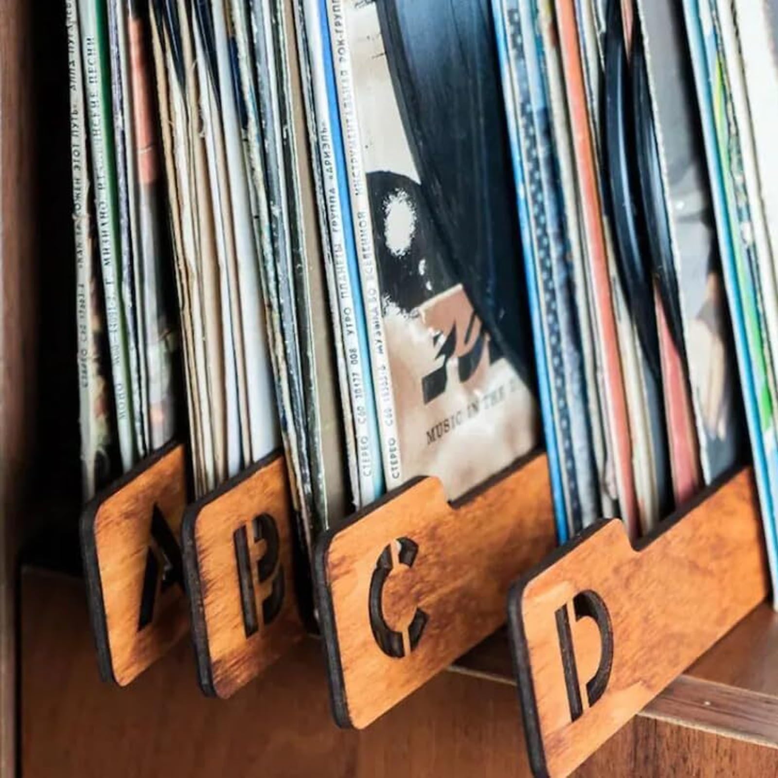 Separadores de discos de vinilo, separadores alfabéticos de almacenamiento de discos de vinilo A-Z, 26 guías de organización de estantes de discos, contenedores de colección de cajas de