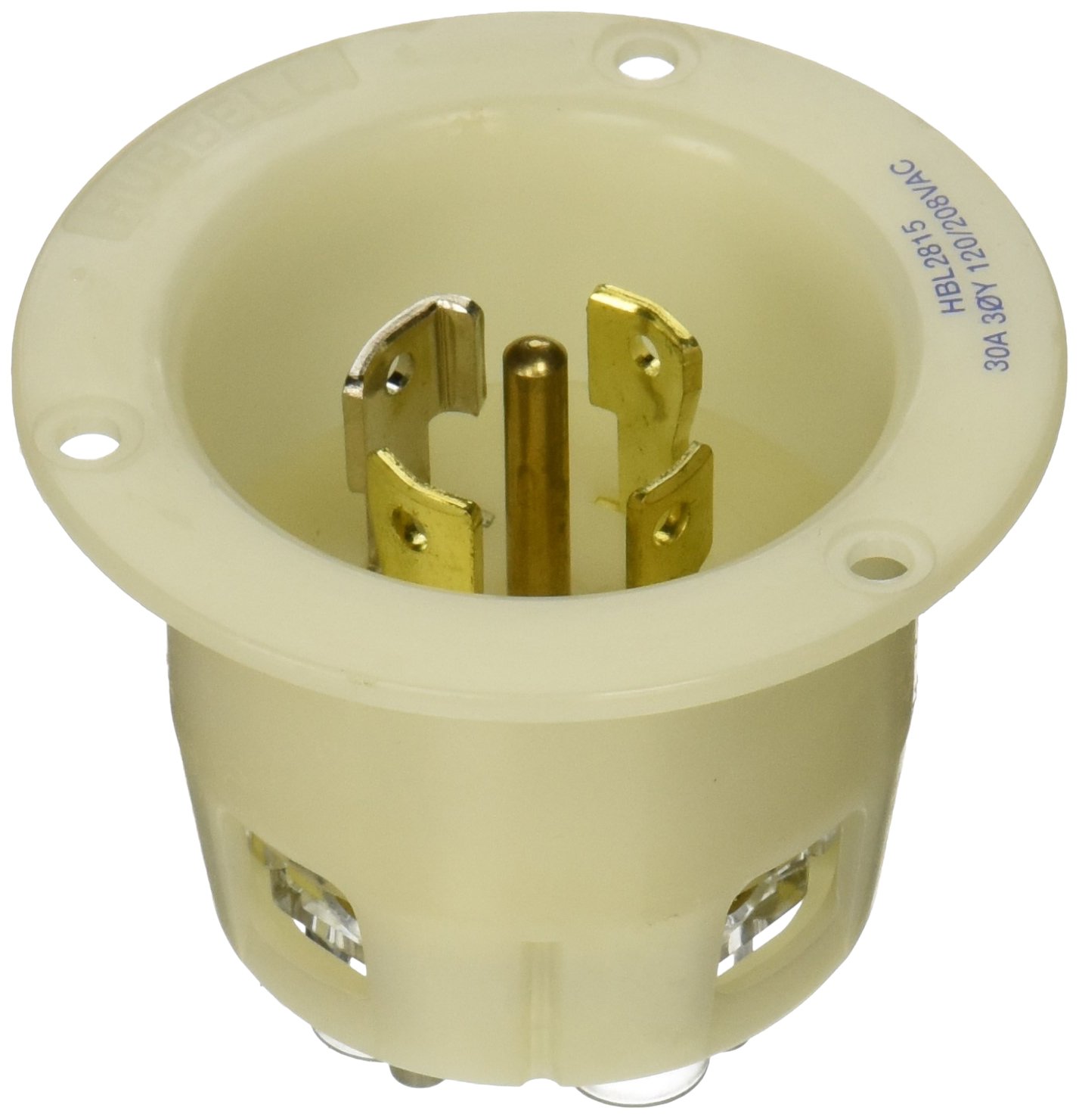 HUBBELL HBL2815 AC Flanged Inlet NEMA L21-30 Male White - Electric