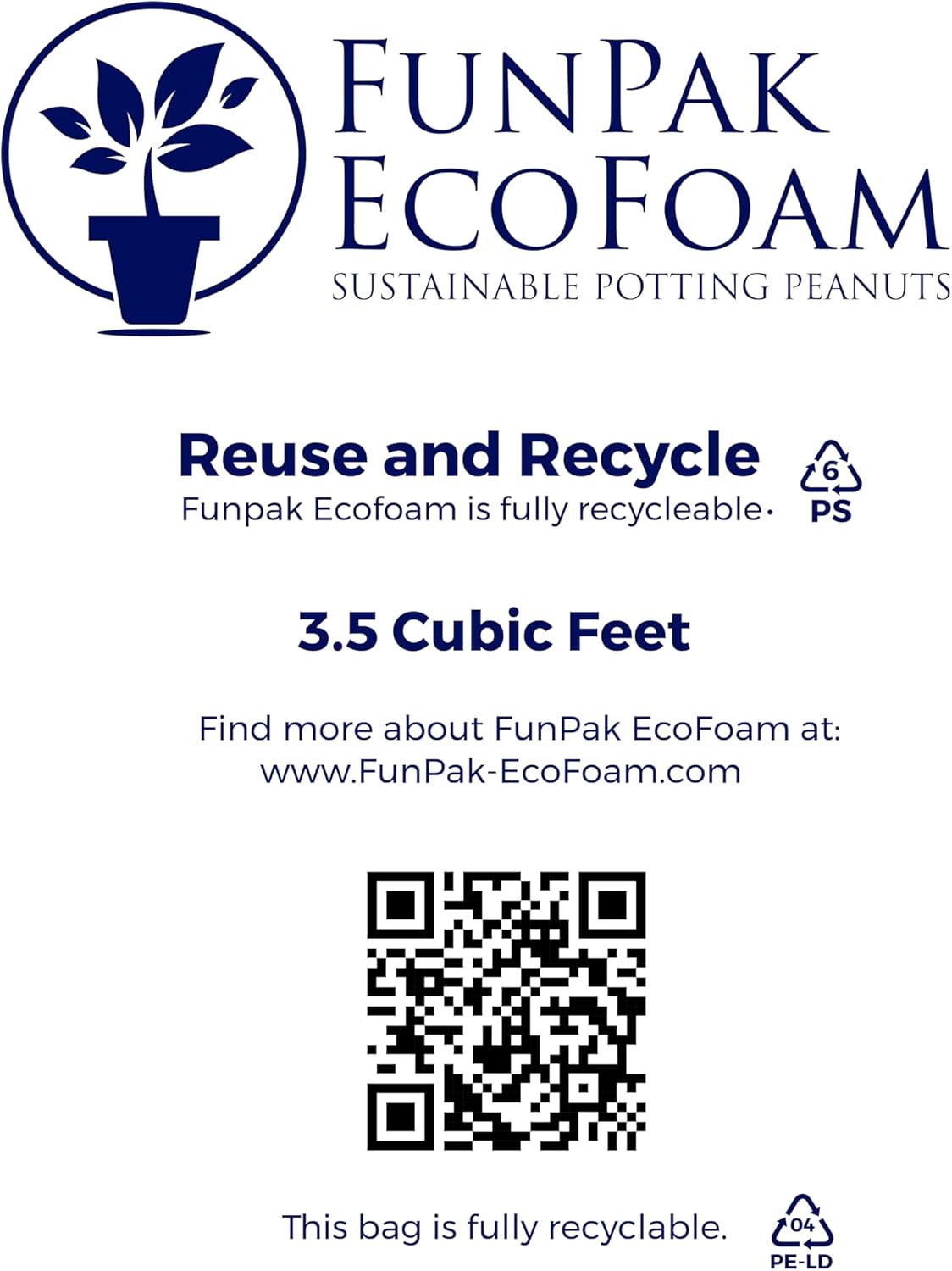 Bubblefast! FunPak® EcoFoam Sustainable Gardening, Planting, Landscaping, Architectural Potting Peanuts, 3.5 cu. ft.