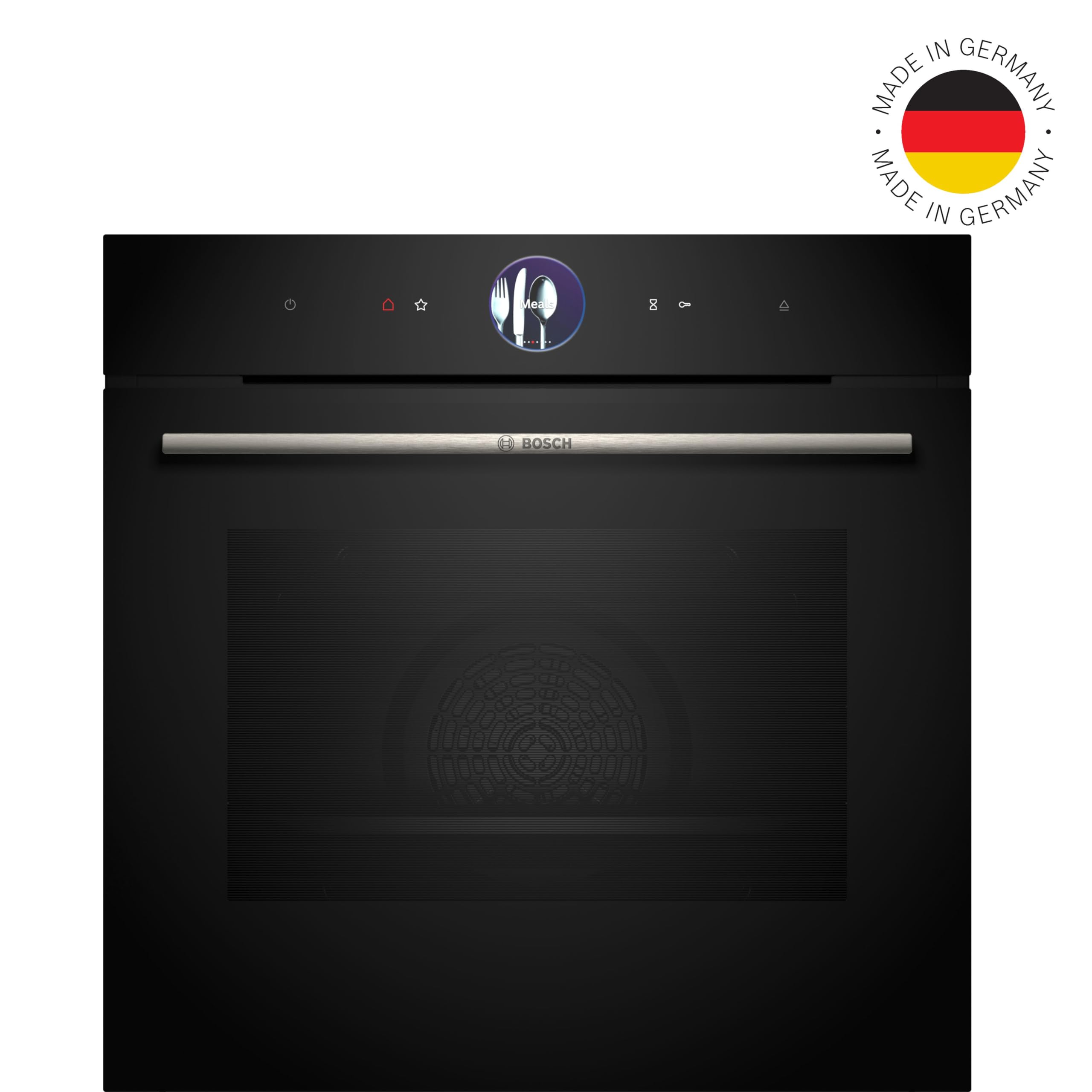 Bosch HRG7764B1 iQ700 Einbau-Backofen mit Dampfunktion, 60x60 cm, Pyrolyse, Hydrolyse, Air Fry, 4D Heißluft, Schwarz