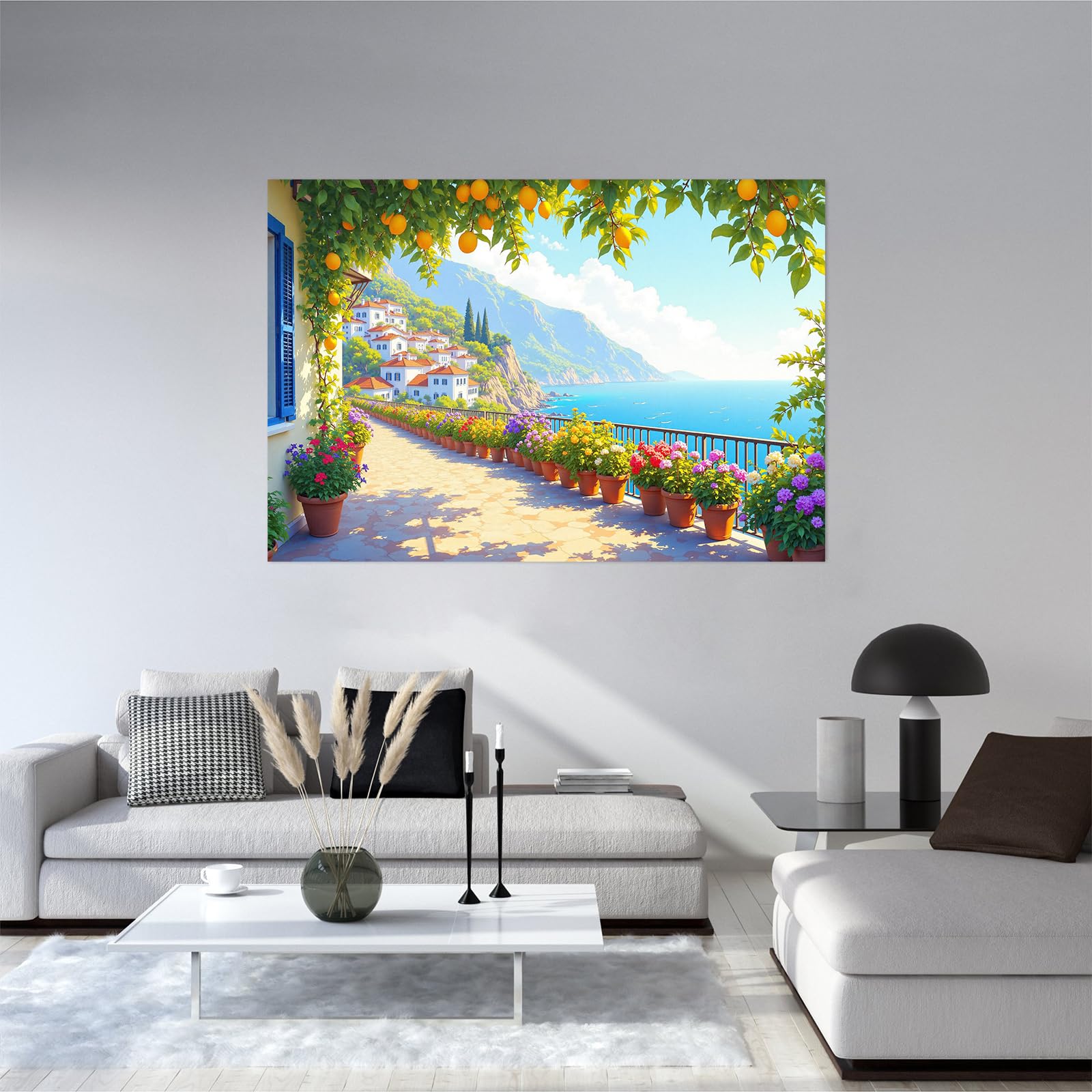 Amazon.com: Mediterranean Landscape Canvas Art Print Vintage