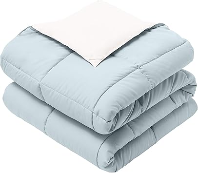 Reversible Baby Blanket, Infant Blanket, Hypoallergenic, Down Alternative Baby Blanket, Medium Warmth, 30 by 40 Inches, Set of 2, Blue - White