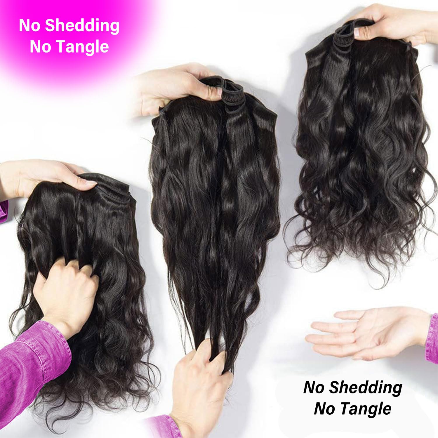 12A Human Hair Bundles 18 20 22 Inch Body Wave Bundles Human Hair 100% Unprocessed Brazilian Virgin Hair 3 Bundles Quick Weave Hair Extension Natural Black