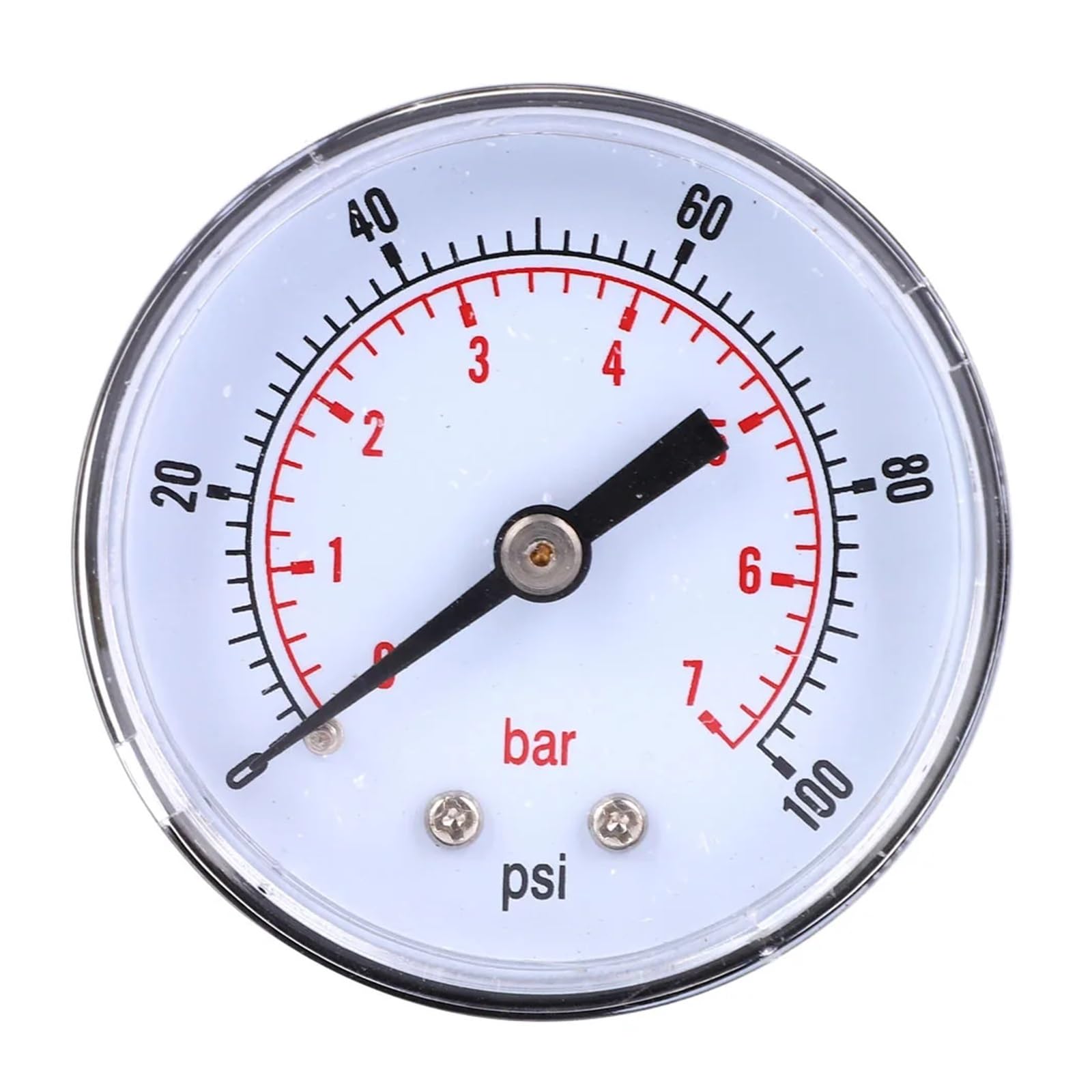 Manómetro para Bomba de Pozo, Manómetro de presión de 50 mm con Esfera de 1/8 BSPT for Aire, Agua, petróleo y Gas, 0-100 PSI, 0-7 Bar, Color Negro