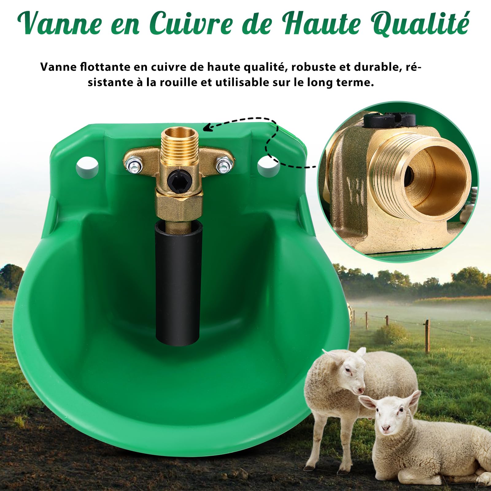 2 pièces Abreuvoir Automatique Pour Moutons, Mangeoires De Bétail Avec Trous De Drainage, Alimentation Automatique En Eau Pour Chevaux, Bovins, Moutons, Cochons Et Chiens, Vertes