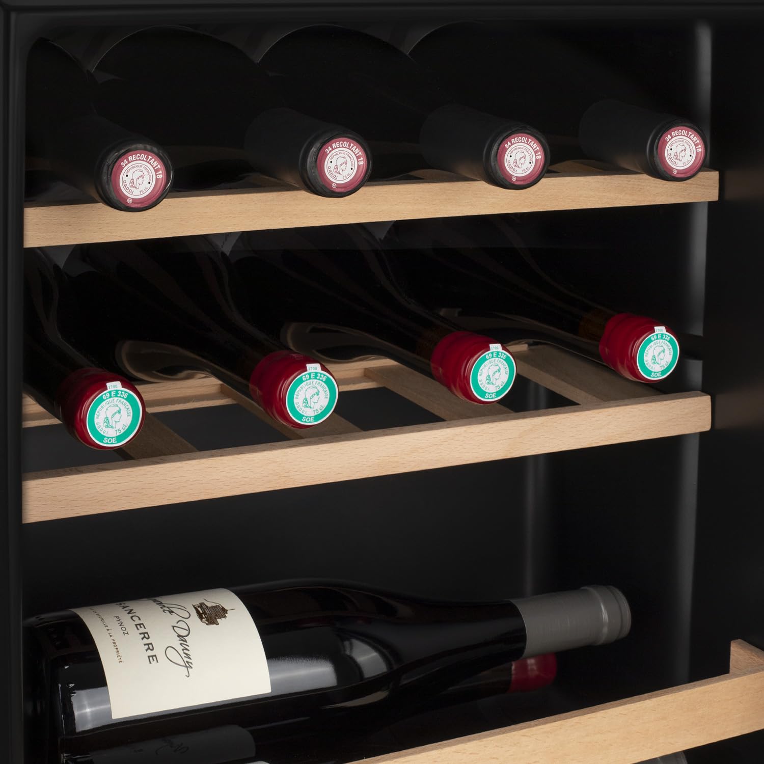 LES PETITS CHAMPS Cantinetta per vino da servizio 15 bottiglie CAVCB15, 46L, 4-18°C, nero