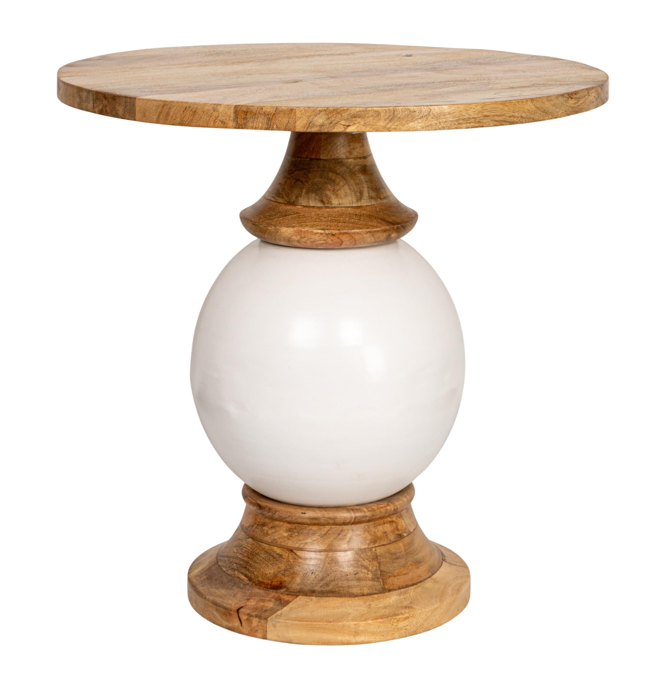 Creative Co-Op Mango Wood & Metal Round Pedestal Table